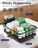 Dish Drying Rack for Kitchen Counter, Stainless Steel Sink Organization and Storage Essentials with Cutlery Holder, Home and Appartment Decor, 12''W x