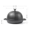 HAWOK Cast Iron Bread Cloche, Dia.7.8inch/20cm, Sourdough Baking Pan Pre-seasoned Black - 1