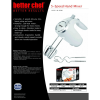 Better Chef 5-Speed 150W Hand Mixer with Silver Accents and Storage Clip - White