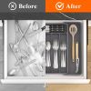 Silverware Drawer Organizer, Expandable Utensil Tray for Kitchen, BPA Free Flatware and Cutlery Holder, Adjustable Plastic Storage for Spoons Forks Kn