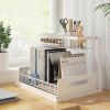 Pull Out Cabinet Organizer 2 Tier Slide Out Sink Shelf Cabinet Storage Shelves, Storage for Kitchen Bathroom, White, 2 Pack