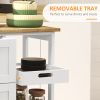 Dining Rolling Kitchen Island, White, with Wood Top, Shelves & Drawers - White