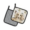 Longhaired Cream Dachshund Coffee Bar Pair of Pot Holders Pair 7.5x7.5 Quilted Insulated Hot Pads Decorative Kitchen Gift Made in USA - Default