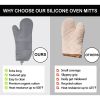 6pcs Pot Holders and Oven Mitts Heat Resistant, Non-Slip Silicone Mini Oven Gloves and Hot Pads for Kitchen,15" Extra Long Oven Gloves for Cooking,Gra