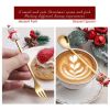 6pcs /Pack Christmas Cartoon Shape Stainless Steel Tableware - Gold - Style D Spoon Fork+Green Box