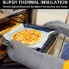 6pcs Pot Holders and Oven Mitts Heat Resistant, Non-Slip Silicone Mini Oven Gloves and Hot Pads for Kitchen,15" Extra Long Oven Gloves for Cooking,Gra