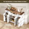 47" Buffet Cabinet with Soft-Close Hinges, Farmhouse Sideboard with 3 Drawers, Adjustable Shelves and Spice Racks, White - White