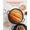 Cast Iron Dutch Oven, 2-in-1 Pre-Seasoned Pot with Skillet Lid, 5QT Cookware Pan with Proofing Basket, Bread Baking Accessories, Bread-Oven Compatible