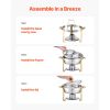 Chafing Dish Buffet Set, 5 Qt 4 Pack, Stainless Steel Chafer with 4 Full Size Pan, Round Catering Warmer Server with Glass Lid Water Pan Folding Stand
