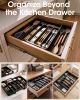 Silverware Drawer Organizer, Adjustable Utensil Cutlery Tray | Expandable Kitchen Organizer for Forks Knives, Multipurpose Kitchen Storage, Apartment