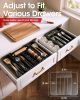 Silverware Drawer Organizer, Adjustable Utensil Cutlery Tray | Expandable Kitchen Organizer for Forks Knives, Multipurpose Kitchen Storage, Apartment