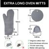 6pcs Pot Holders and Oven Mitts Heat Resistant, Non-Slip Silicone Mini Oven Gloves and Hot Pads for Kitchen,15" Extra Long Oven Gloves for Cooking,Gra