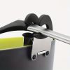 1PC Stainless Steel Pot Spoon Holder; Anti-Scald Silicone Grip Pot Clip Holder For Spoon; Kitchenware Bowl Clip; Cooking Utensils Tools; - Red