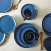 16-Piece Modern Dinnerware Set, Kitchen Plates and Bowls Sets, Service for 4, Blue and Black, Microwave & Dishwasher Safe - blue and black