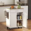 Kitchen Island Cart Rolling Trolley Cart with Drawer, Storage Cabinet & Towel Rack, White - Default Title