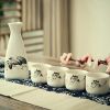5 Piece Japanese Sake Set Handmade Ceramic Wine Cup Home Decor Sake Cup, Lotus - Default