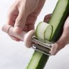 1pc Stainless Steel Peeling Knife, Multifunctional Grater, Fruit Peeler, Three-blade Melon Fruit Potato Planer, Kitchen Accessories - Grey