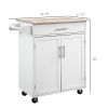Kitchen Island Cart Rolling Trolley Cart with Drawer, Storage Cabinet & Towel Rack, White - Default Title