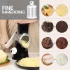 Rotary Cheese Grater Hand Crank Cheese Shredder for Fresh Cheese, Vegetable, Nuts,Non-slip Suction Base, Three Blades, Black - Black