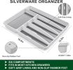 49-piece cutlery set with organizer and steak knives, stainless steel flatware set for 8 people for home kitchen, cutlery set, includes spoon - Silver