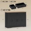47" Buffet Cabinet with Soft-Close Hinges, Farmhouse Sideboard with 3 Drawers, Adjustable Shelves and Spice Racks, Black - Black