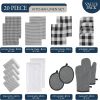 Kitchen Towels Set 20 Pack - Ultra Soft Cotton Kitchen Hand Towels, Highly Absorbent Dish Cloths, Durable Scrubbers, Flour Sack Tea Towels, Heat Resis