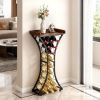 15 Bottle Wine Rack, Freestanding Floor Wine Holder Stand Liquor Cabinet with Wood Tabletop, Easy Assembly Floor Storage Rack, For Home Bar Kitchen Li
