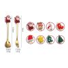 6pcs /Pack Christmas Cartoon Shape Stainless Steel Tableware - Gold - Style B Spoon Fork+Green Box