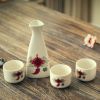 5 Pcs Handcraft Ceramic Mini Japanese Sake Set Wine Cup Wine Pot,Chinese Knot - Default