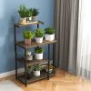4-Tier Kitchen Bakers Rack with 6 S-Hooks and Stemware Racks - Rustic Brown