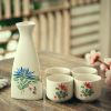5 Pcs Japanese Style Sake Set Ceramic Wine Cup Set,Chrysanthemum - Default