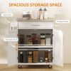 Kitchen Island Cart Rolling Trolley Cart with Drawer, Storage Cabinet & Towel Rack, White - Default Title