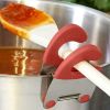 1PC Stainless Steel Pot Spoon Holder; Anti-Scald Silicone Grip Pot Clip Holder For Spoon; Kitchenware Bowl Clip; Cooking Utensils Tools; - Red